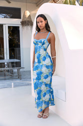 Open Your Eyes Mesh Maxi Dress Blue
