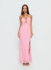 Soulina Ruched Maxi Dress Pink