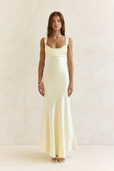 Wish From An Angel Satin Maxi Dress Yellow