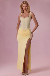 Mesh Draped Bridesmaid Dress in Butter