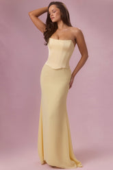 Satin Corset Bridesmaid Dress in Butter Yellow