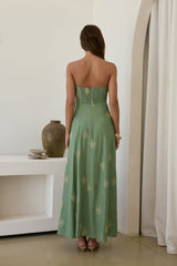 Swept Away Strapless Maxi Dress Green