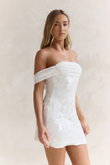 Forevermore Mesh Off Shoulder Mini Dress White