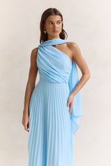 Main Muse Plisse One Shoulder Maxi Dress Blue