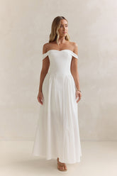 Memory Of Fate Off Shoulder Maxi Dress White