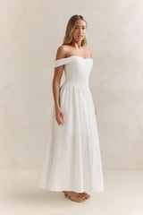Memory Of Fate Off Shoulder Maxi Dress White