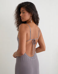 Arunima Maxi Dress in Chiffon Lilac Grey