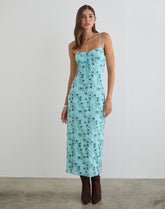 Collete Midi Dress in Winding Ivy Blue