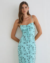 Collete Midi Dress in Winding Ivy Blue