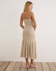 Disini Midi Dress in Moss Petal Coconut Milk
