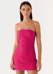 Dangerous Kind Beaded Mini Dress - Hot Pink