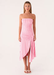 Jorvana Midi Dress - Strawberry Stripe