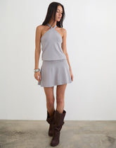 Kureha Mini Dress with Eyelets in Rayon Jersey Lilac Grey