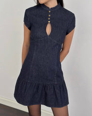 Manama Mini Dress in Chambray Indigo