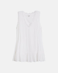 Manika Plunge Babydoll Mini Dress in Rayon White