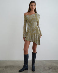 Ruhato Mini Dress in Moss Petal Olive
