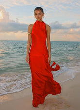 Rumina Sash Maxi Dress - Tangerine
