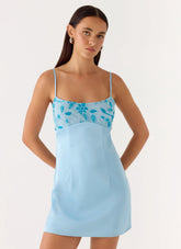 Zion Beaded Micro Mini Dress - Blue