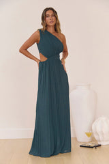 Summer Seduction One Shoulder Maxi Dress Teal