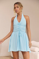 Heart Of Ours Halter Mini Dress Blue
