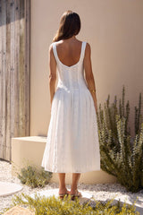 Romance Stitched Maxi Dress White