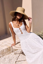Romance Stitched Maxi Dress White