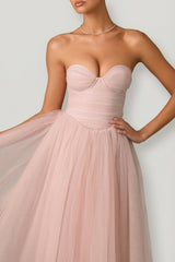 Tulle Corset Midaxi Dress in Dusty Rose