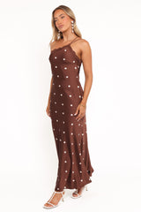 Anika Maxi Dress - Brown Polka Dot