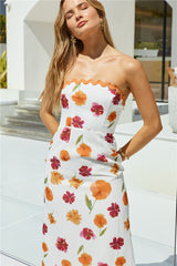 Garden Girl Strapless Maxi Dress Orange