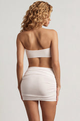Textured Jersey Asymmetric Mini Dress in White