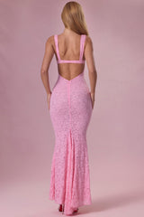 Lace Sweetheart-Neck Gown in Blush Pink