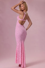 Lace Sweetheart-Neck Gown in Blush Pink