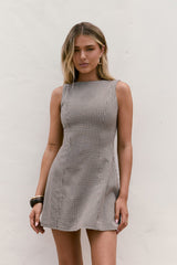 Dreamy Skies Gingham Mini Dress Brown