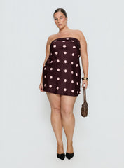 Phillipa Mini Dress Plum / Pink Polka Dot Curve