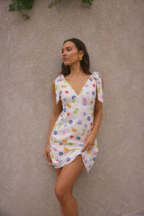 FORTUNATE ONE On Vacay Mini Dress Santorini Print