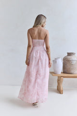 Cloud Kissed Paths Strapless Maxi Dress Pink