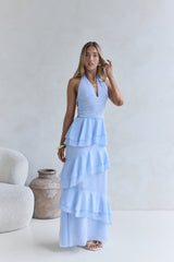 Path Of Fate Halter Maxi Dress Blue