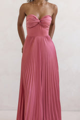 Decades Ago Plisse Strapless Maxi Dress Rose