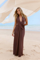 Pure Dreamer Halter Maxi Dress Brown