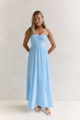 Wishful Seasons Strapless Maxi Dress Blue