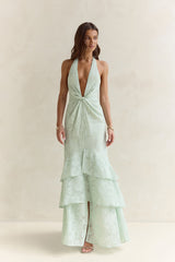 Heartbeat Haze Halter Maxi Dress Sage