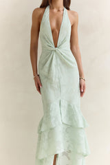 Heartbeat Haze Halter Maxi Dress Sage