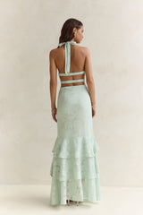 Heartbeat Haze Halter Maxi Dress Sage