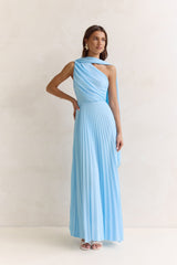 Main Muse Plisse One Shoulder Maxi Dress Blue