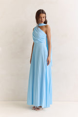 Main Muse Plisse One Shoulder Maxi Dress Blue