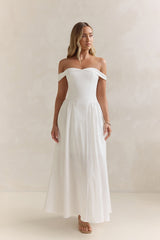 Memory Of Fate Off Shoulder Maxi Dress White