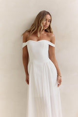Memory Of Fate Off Shoulder Maxi Dress White