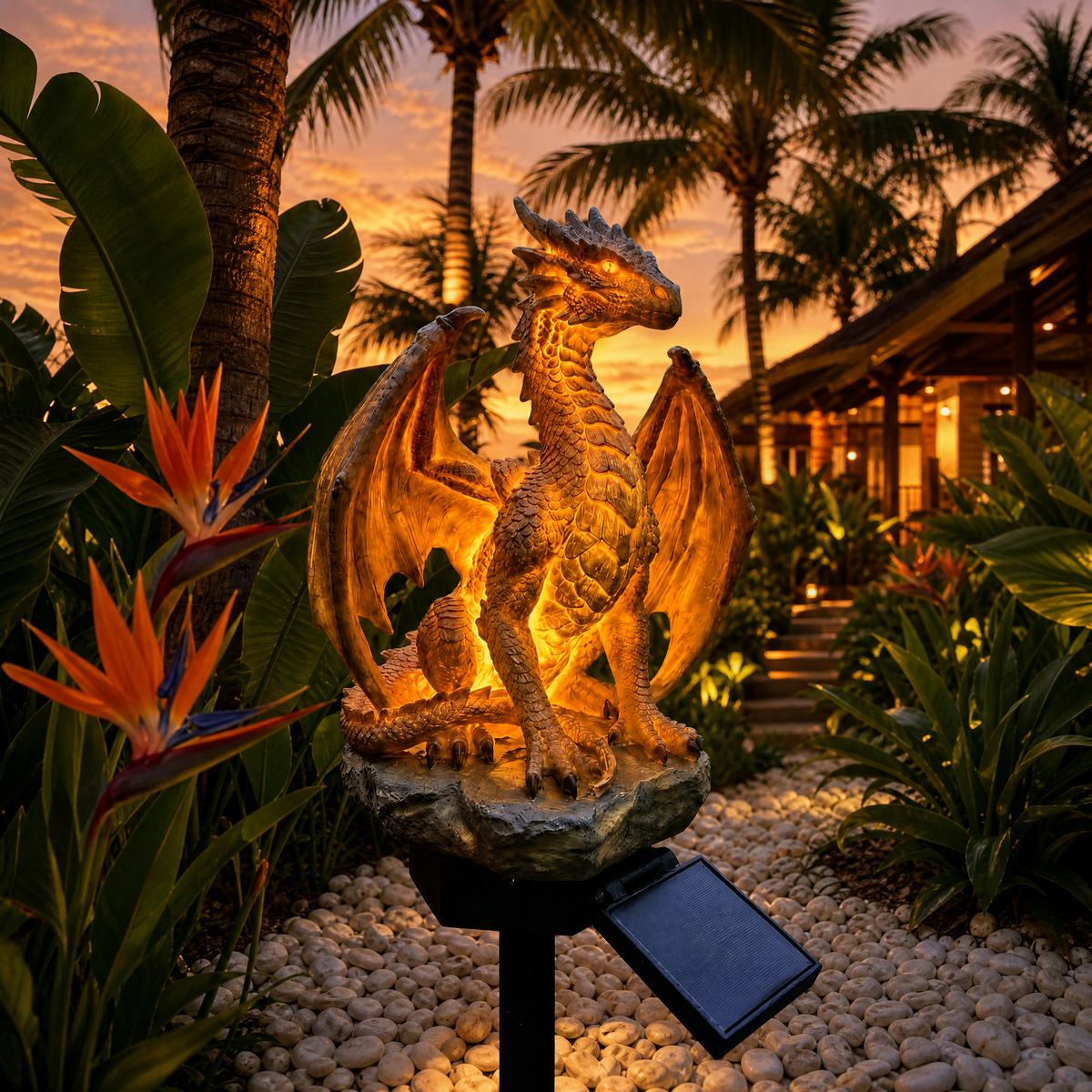 🐉Solar Dragon Garden Statue Light – Golden Ember Fantasy Outdoor Decor
