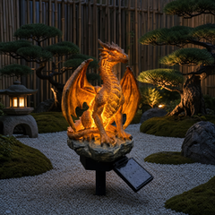 🐉Solar Dragon Garden Statue Light – Golden Ember Fantasy Outdoor Decor