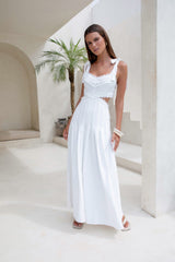 Laced In Time Maxi Dress White